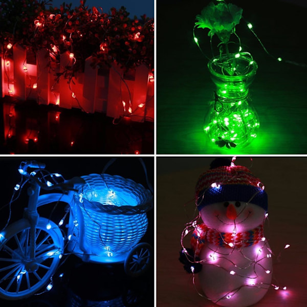 Fairy Lights, Flerfärgade, RGB Färgskiftande, Batteridrivna Vattentäta Koppartrådslampor, 10 meter 100 LED med Fjärrkontroll för Sovrumsinredning