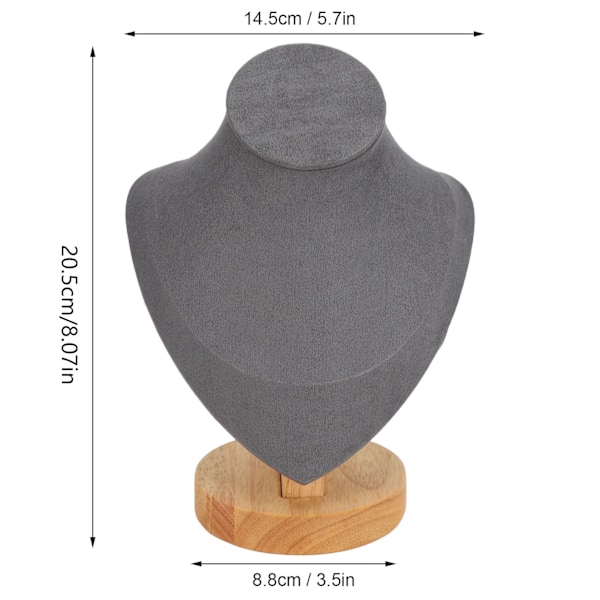 Halskæde Display Holder Log Flannel PU Læder Halskæde Holder Stativ til Butik Grå