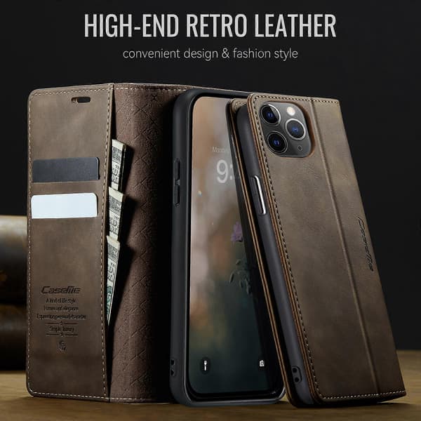 Compatible with iPhone 11 Pro Case CASEME 033 Series RFID Wallet Stand Calf Texture Leather Phone Case