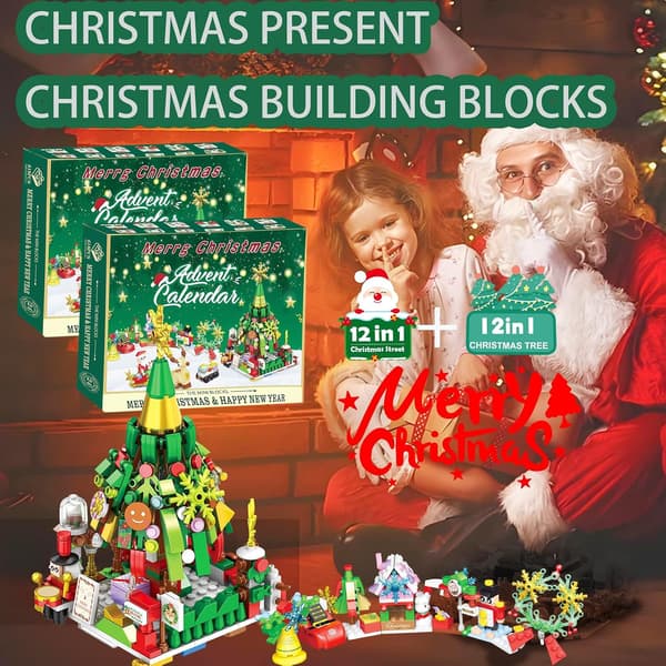 Christmas Countdown Hand-Tear Blind Box Calendar Three-Layer Building Blocks Children's DIY Creative Toys