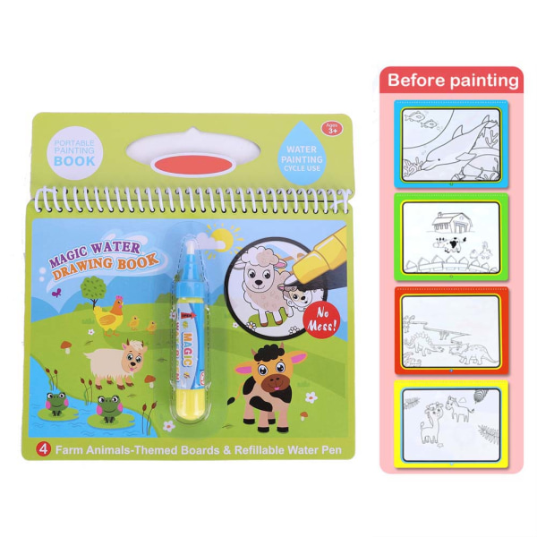 Vattenfärgning Målarbok med Penna Barn Barn Målning Pedagogisk Leksak Present (Gård)