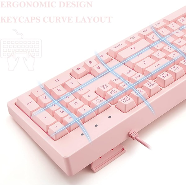 Tyst Mekaniskt Gamingtangentbord, 104 tangenter med justerbar RGB-bakgrundsbelysning för gamers, 19-tangenters Anti-Ghosting, Universell kompatibilitet med PC Mac