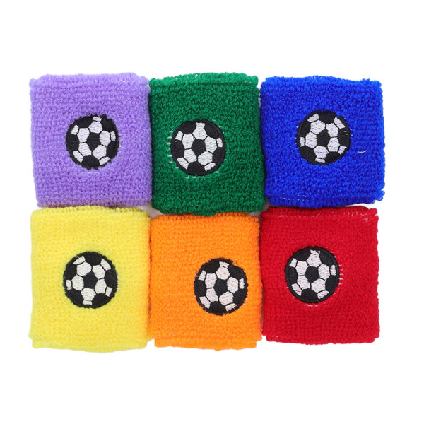 6 st Barn Svettbands Polyester Fiber Mjuk Andas Flera Färger Barn Sport Armband för Basketboll Fotboll Löpning