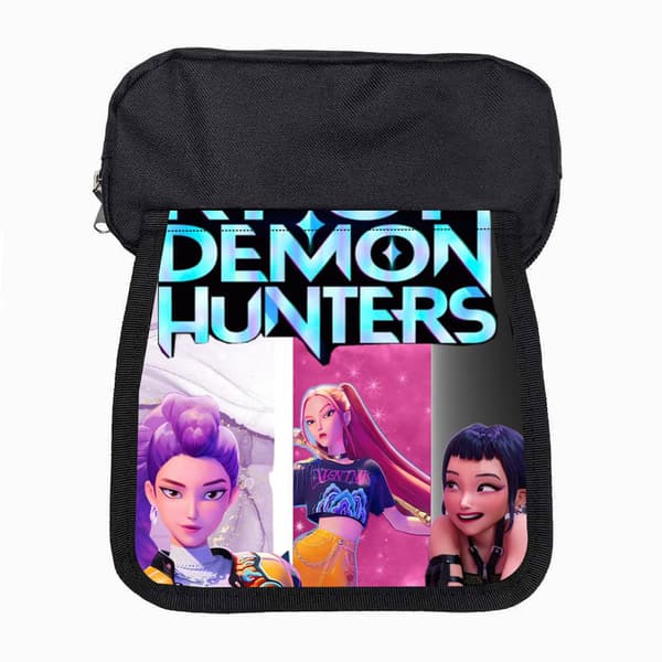 Kpop Huntrix Cartoon Double Zipper Pencil Case, Large Capacity Student Pencil Pouch