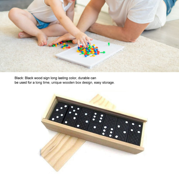 28 Pieces Black Domino Set Fine Polishing Wood Domino Game Travel Dominoes for Camping Dominoes