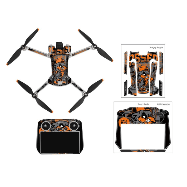 Drone-klistremersett Vanntett Skin-klistremer Kompatibel for DJI Mini 3 Pro Drone og Fjernkontroll 3D-mønsterklistremer Beskyttelsestilbehør