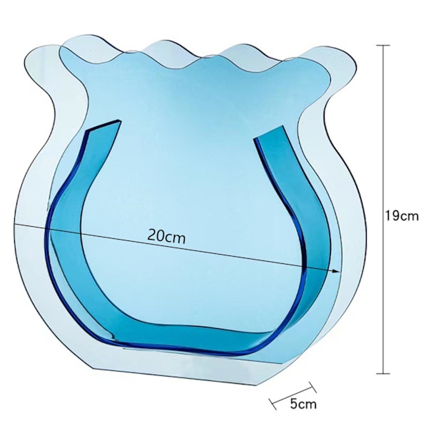 Fisketank Vase Transparent Tykkelse Akryl Glatning Simpel Moderne Lille Fisketank til Familie Kontor Sovesal Transparent Blå