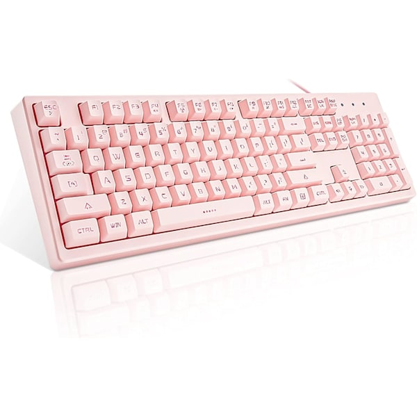 Tyst Mekaniskt Gamingtangentbord, 104 tangenter med justerbar RGB-bakgrundsbelysning för gamers, 19-tangenters Anti-Ghosting, Universell kompatibilitet med PC Mac