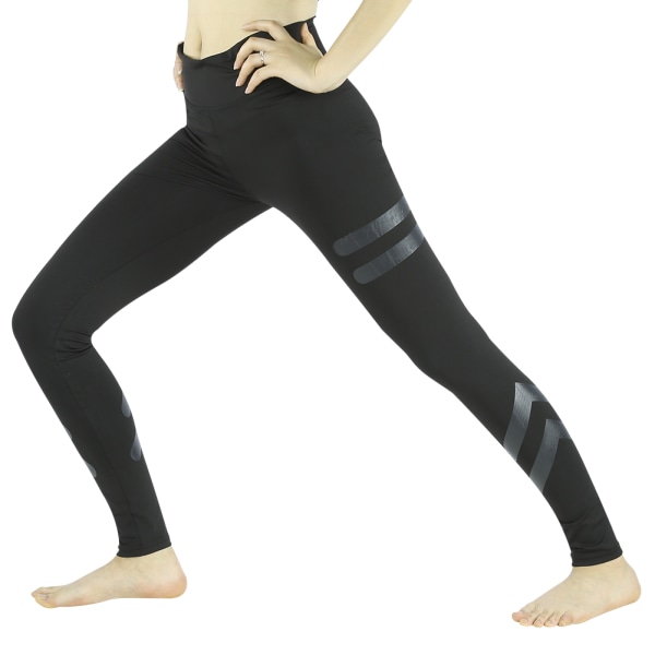 Dam Sport Gym Yoga Löpning Fitness Leggings Byxor Träningsbyxor (svart S)