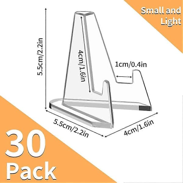 30 Pcs Acrylic Card Stands, Mini Clear Easel Holder to Display Your Collection