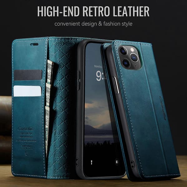 Compatible with iPhone 11 Pro Case CASEME 033 Series RFID Wallet Stand Calf Texture Leather Phone Case