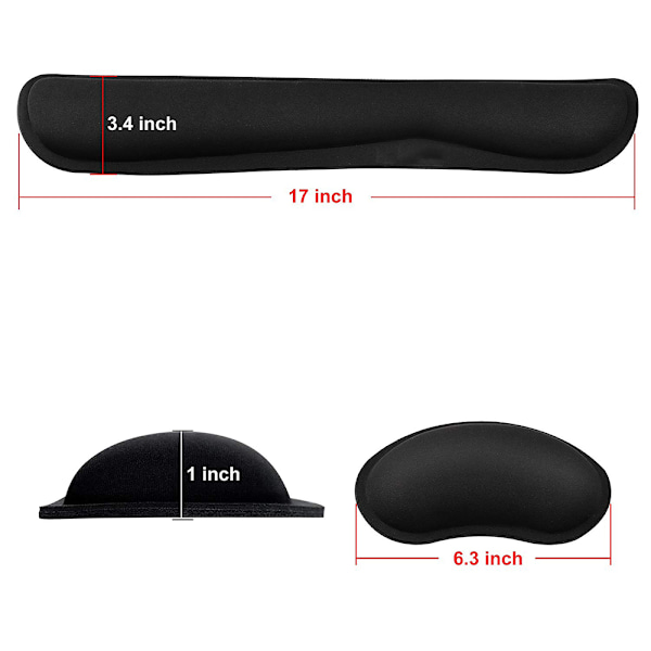 Extra Tjockt Handledsstöd i Memory Foam, Halkfri Texturbas, Ergonomisk Design för Avlastning vid Skrivande