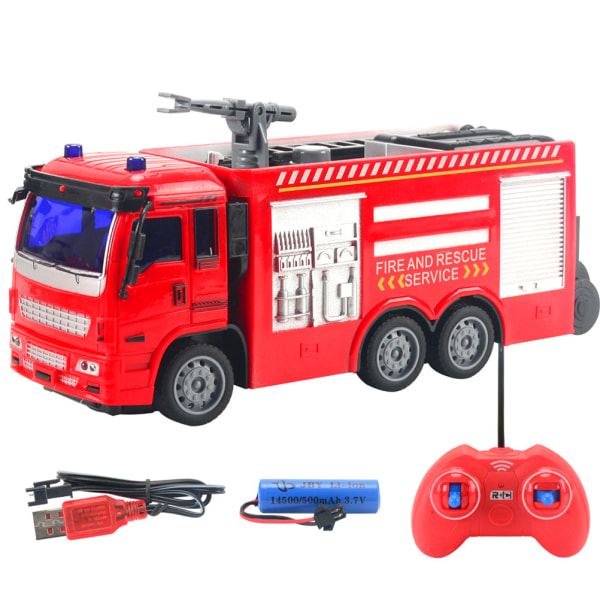 Wireless Remote Control Fire Truck Toy Cars with LED Lights Engineering Cars Model for Children Gifts