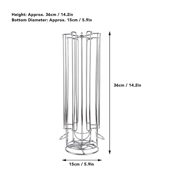 Kaffepodholder Tårn Stativ Stativ Revolusjonerende Roterende 28 Kapsler Kaffe Kapselarrangør for Dolce Gusto