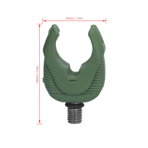 4 stk. Karpefiskeri Stangstøtte Silikone Gel Stang Bagstøtte Greb Fiskesstangsholder med M3/8 Gevind Hærgrøn