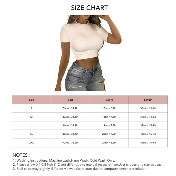 Naisten lyhythihainen toppi pyöreä kaula-aukko lyhennetty korsettitoppi Slim Fit Workout T-paita päivittäiseen elämään Valkoinen S
