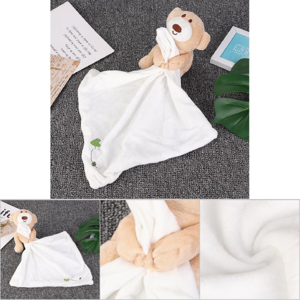 Säkerhetshandduk för spädbarn Tecknad djurdocka Lugnande handdukar Baby Tröstande leksaker (vit)