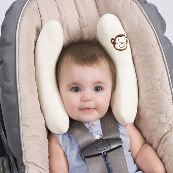 Baby Nackstöd U-format mjukt halkfritt toddler Huvud Nackstöd Kudde Kudde för bilresor Vit