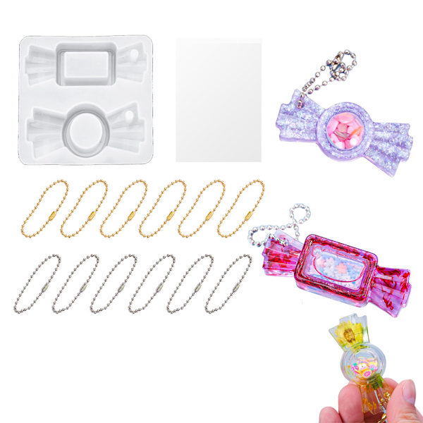 Rektangulär Boxform för Epoxiharts, Blank Yta DIY Smyckeshantverk Silikonhartsform för Att Spara Minifoton, Kompatibel Med Hängen, Halsband,