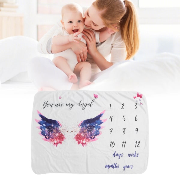 Baby Milestone Teppe Ca. 39,4x29,5in Stjerne Ving Stil Første År Kalender Baby Milestone Foto Prop for Baby Toddler