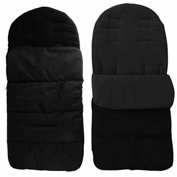 Universal Åkpåse för Baby, Varm Vinter Åkpåse för Barnvagn med Anti-Slip Åkpåse för Alla Barnvagnar, Sittvagnar, Sulkys, Svarta, Polyesterfylld