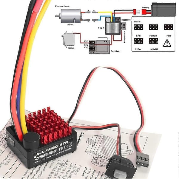 RC Bilreservedele 6860 RTR Børstet ESC 60A Elektronisk Hastighedsregulator til 540 Terrængbilsdele