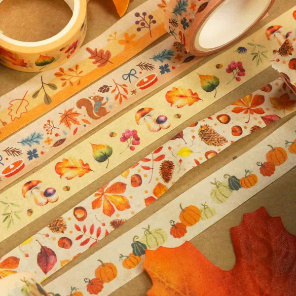 Thanksgiving Washi Tape Set, 10 Rullar Höstfärgad Washi Tape Höstlöv Pumpa Solros Dekorativ För DIY-projekt, Scrapbooking, Konst & Hantverk,