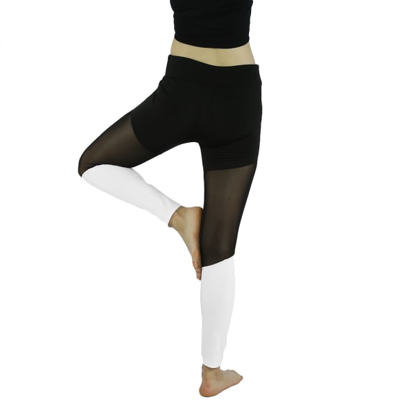 Dam Sport Gym Yoga Löpning Fitness Leggings Byxor Träning Atletiska ledbyxor (Vit L)