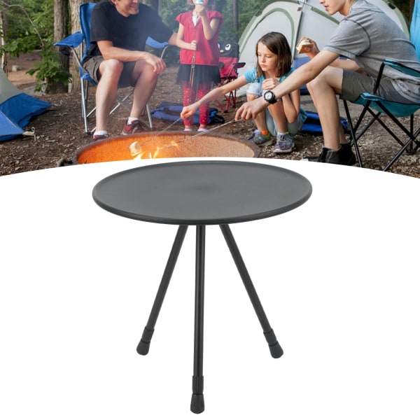 Folding Camping Round Table Aluminum Alloy Liftable Portable Picnic Camping Table for Self Driving RV Equipment Supplies Matte Black