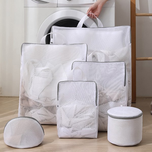 6 Pack Honeycomb Mesh vaskepose med håndtak Delikatpose for