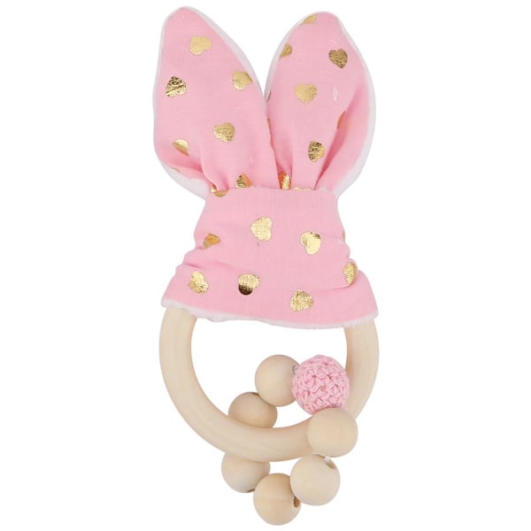 Trähantgjorda färgglada pärlor med kaninöronformad hängande dekoration för baby rosa