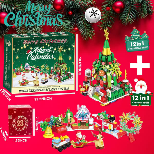 Christmas Countdown Hand-Tear Blind Box Calendar Three-Layer Building Blocks Children's DIY Creative Toys