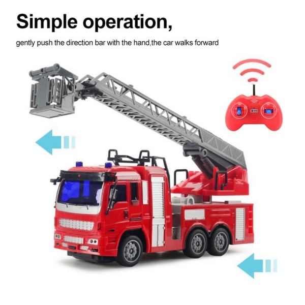 Trådløs fjernkontroll brannbil lekebiler med LED-lys ingeniørbilmodell for barn gaver