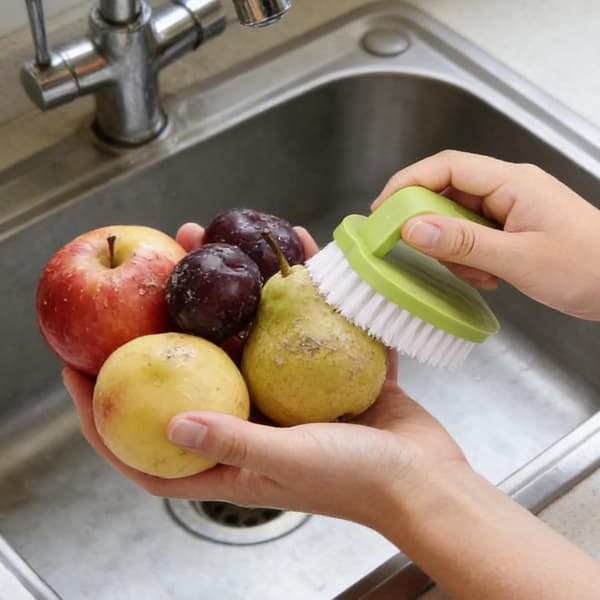 Vegetable Scrubber - Ergonomic Kitchen Brush | Compact Handy Scrubbing Gadget for Vegetables, Potatoes, Eggs