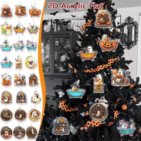 24-delt Halloween nedtællings blindboks søde spøgelser læser juletræspynt Model-E