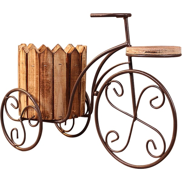 Planteringsställ i vintagestil för hem och bröllop, cykelformat planteringsställ i järn med högkvalitativ järnram, dekorativ blomsterdisplay, platsbesparande design för