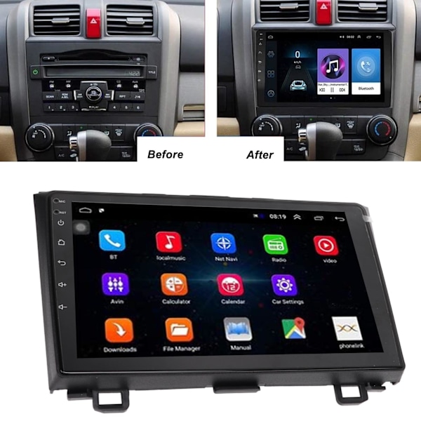 9in Bil GPS Navigation 1080HD Touch Screen Understøtter WiFi 1G RAM og 16G ROM til Android 11 System Passer Til CRV 2007‑2011