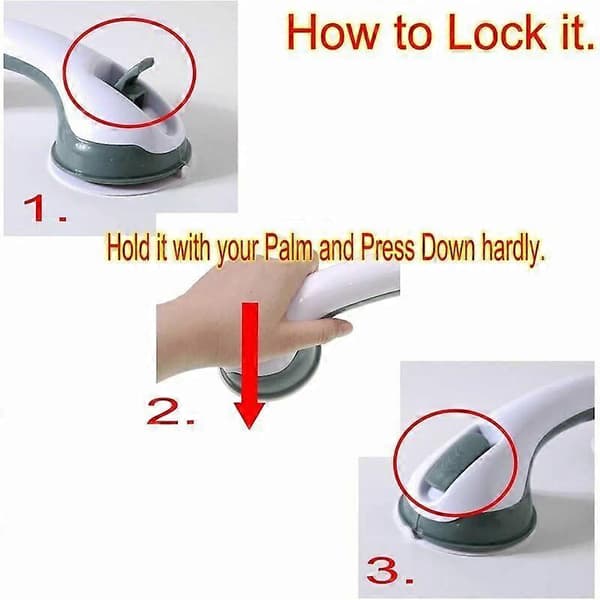 2-pack Bathroom Grab Bar with Suction Cup, Strong Suction Cup, Safety Grip for Elderly, Disabled, Suction Cup Shower Handle
