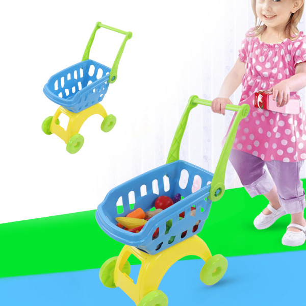 Frukt Varukorg Leksaker Simulering Multifunktionell Kundvagn Låtsaslek Leksaker för barnBlå