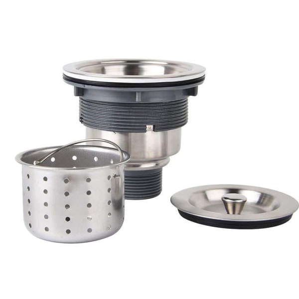 3-1/2-inch Kitchen Sink Strainer with Removable Deep Waste Basket/Strainer Assembly/Sealing Lid, Stainless Steel