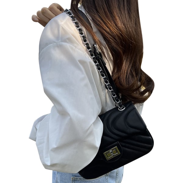 Kvinner Chain Bag Mini Single Shoulder Pouch Fashion PU Messenger Bag