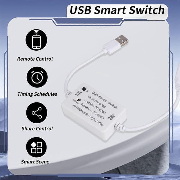 Tuya USB Smart Switch WIFI-kontroller Universell Brytare Timer Smart Life för USB-apparater för Alex