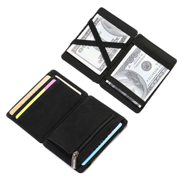 Miesten PU-elastinen nauha Slim Wallet Business Credit Card Holder Bank Card Case Purse