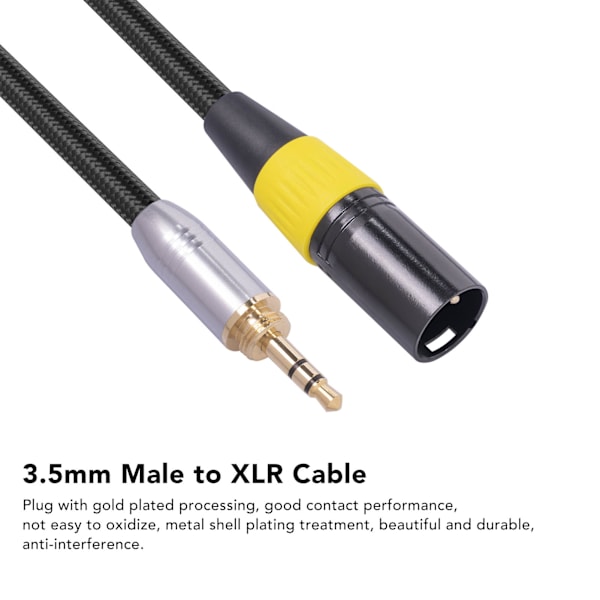 3,5 mm han til XLR-kabel støjfri forgyldt 3,5 mm til 3-polet XLR-adapterkabel til mikrofonmixer trådløs mikrofon