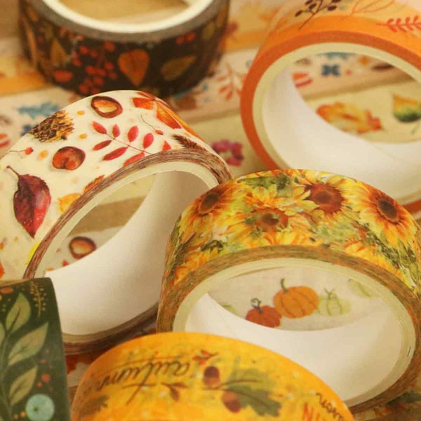 Thanksgiving Washi Tape Set, 10 Rullar Höstfärgad Washi Tape Höstlöv Pumpa Solros Dekorativ För DIY-projekt, Scrapbooking, Konst & Hantverk,