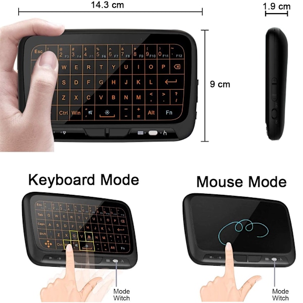 Trådlöst tangentbord och pekplatta mus combo, spikfri installation med 2,4 GHz anslutning, tvåspråkig inmatningsmetod för Android TV-box, HTPC, IPTV,