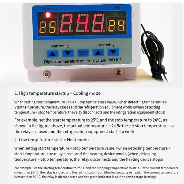Digital Temperature Controller 220V Max 5000W Digital Thermostat 30A -19 to 99 Temperature Control