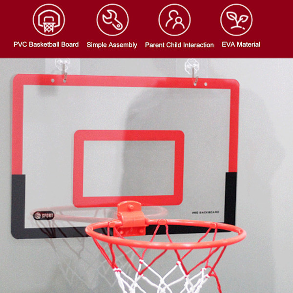 Mini Basketkorg Set Hålfri Montering Studsdesign Röd Svart Inomhus Förälder Barn Interaktion Basketboll Leksak