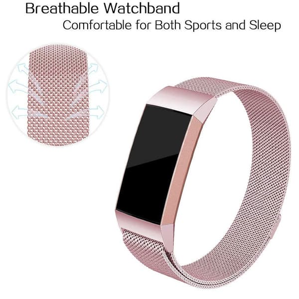 Milanese Loop -ranneke Fitbit Charge 3/4, ruusukulta