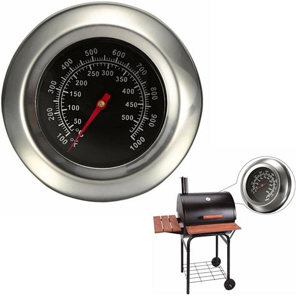 Grilltermometer i rostfritt stål, högtemperaturmätare för grill, noggranna mätningar lättläst urtavla vattentät värmeindikator bred